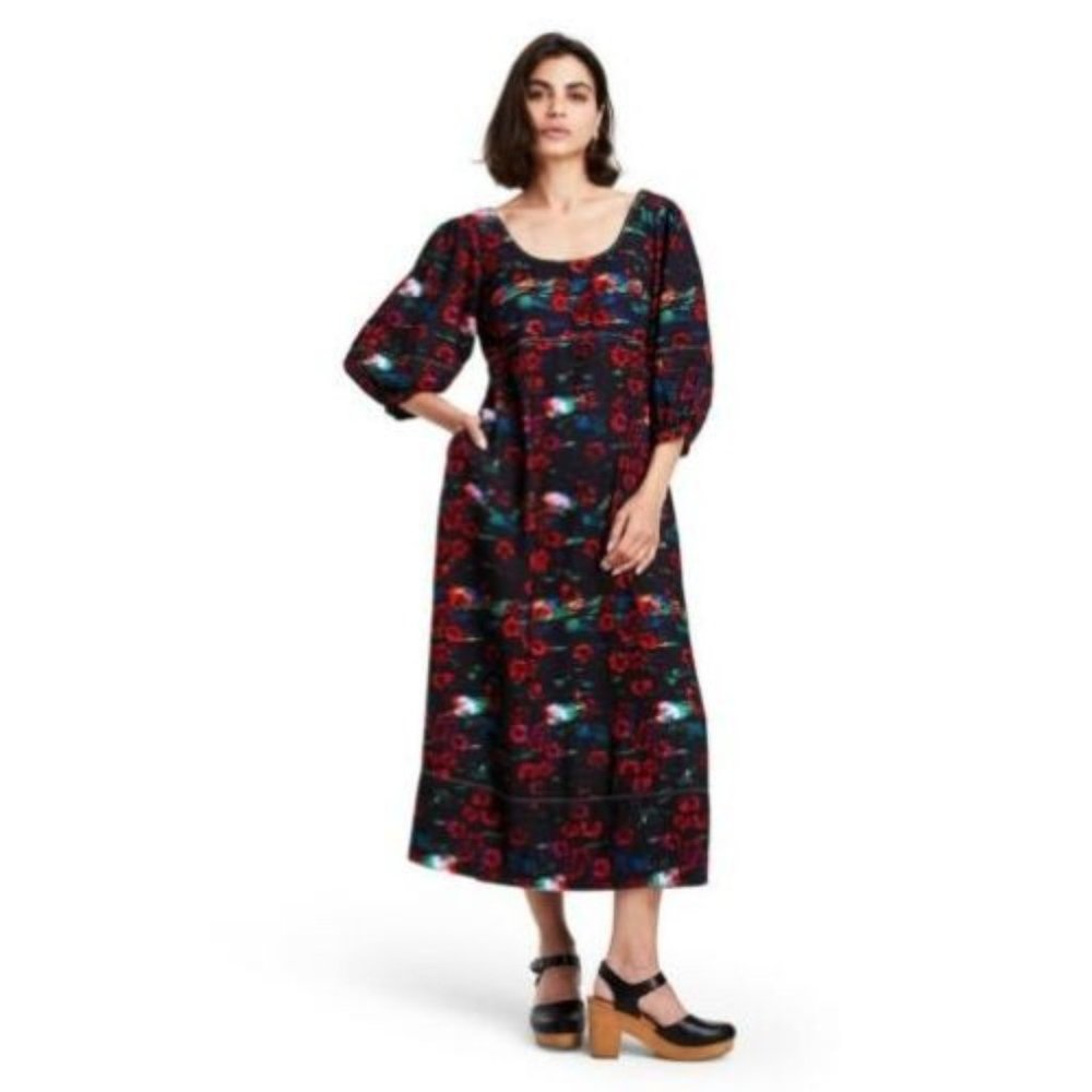 Women's Floral Print Volume 3/4 Sleeve Dress - Rachel Comey x Target Red 6